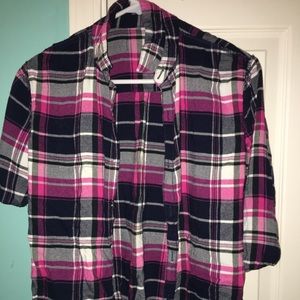 A pink and black flannel from old navy